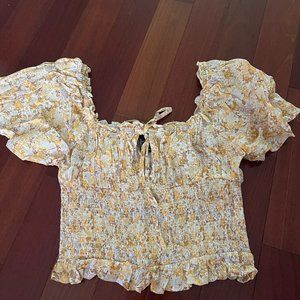 Forever 21 Women's Yellow Floral Top
